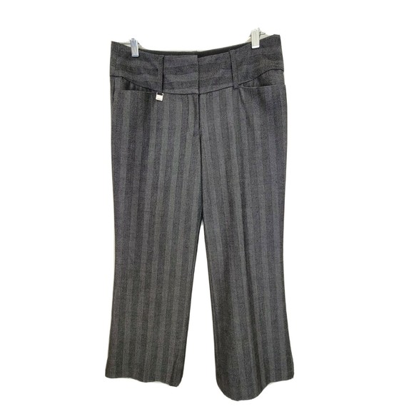 EXPRESS Women's Capris Pants Gray Striped Editor Wide Leg Cropped Size 4 - Picture 1 of 4